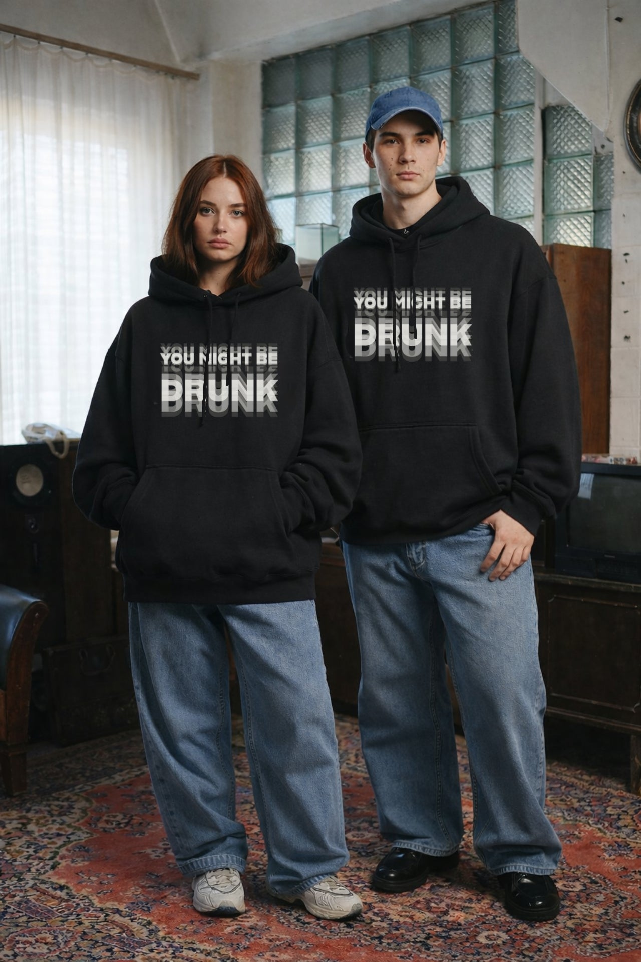 Drunk Printed Unisex Oversized Hoodie