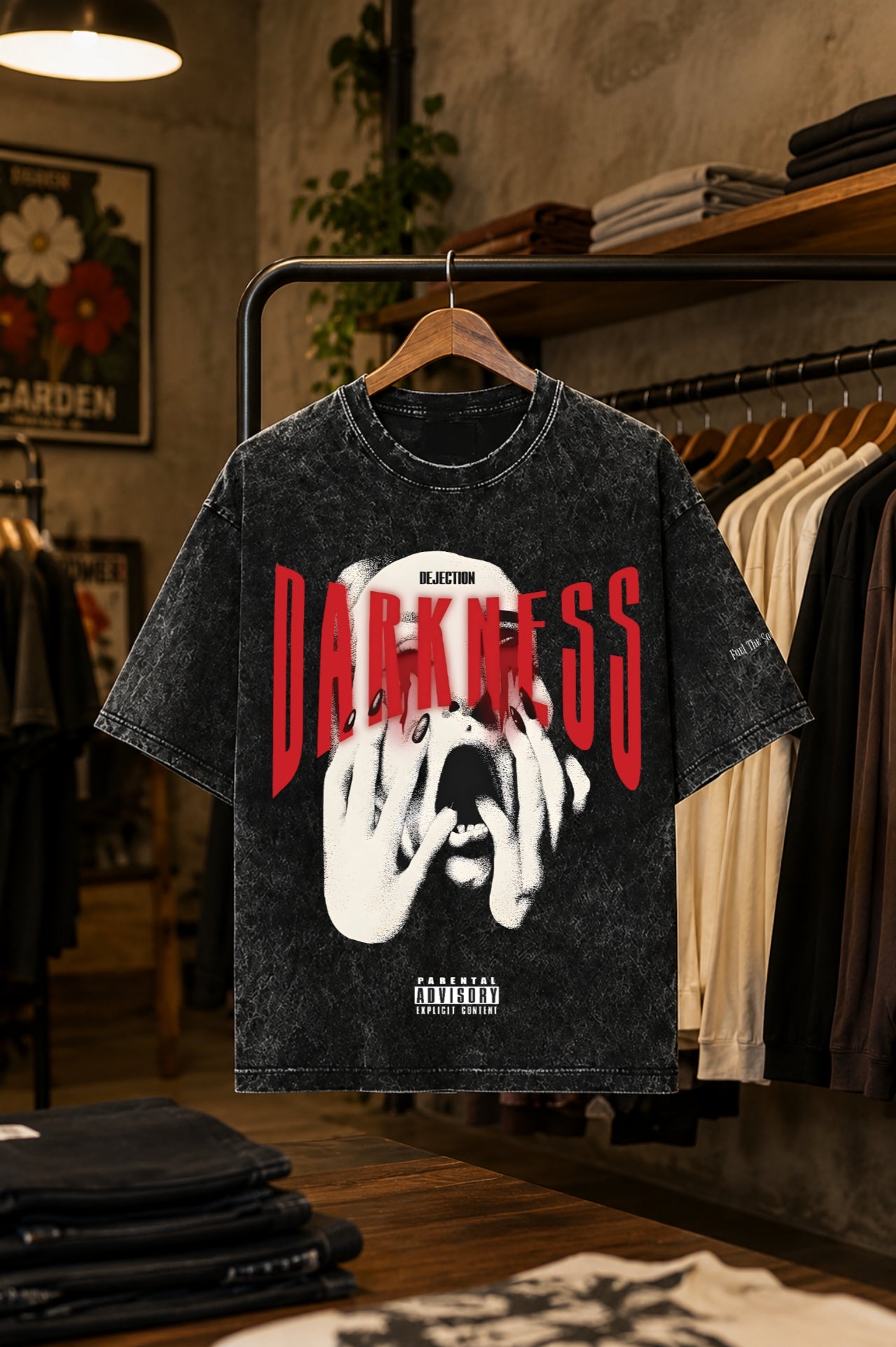 Darkness Acid Washed Oversized Tee