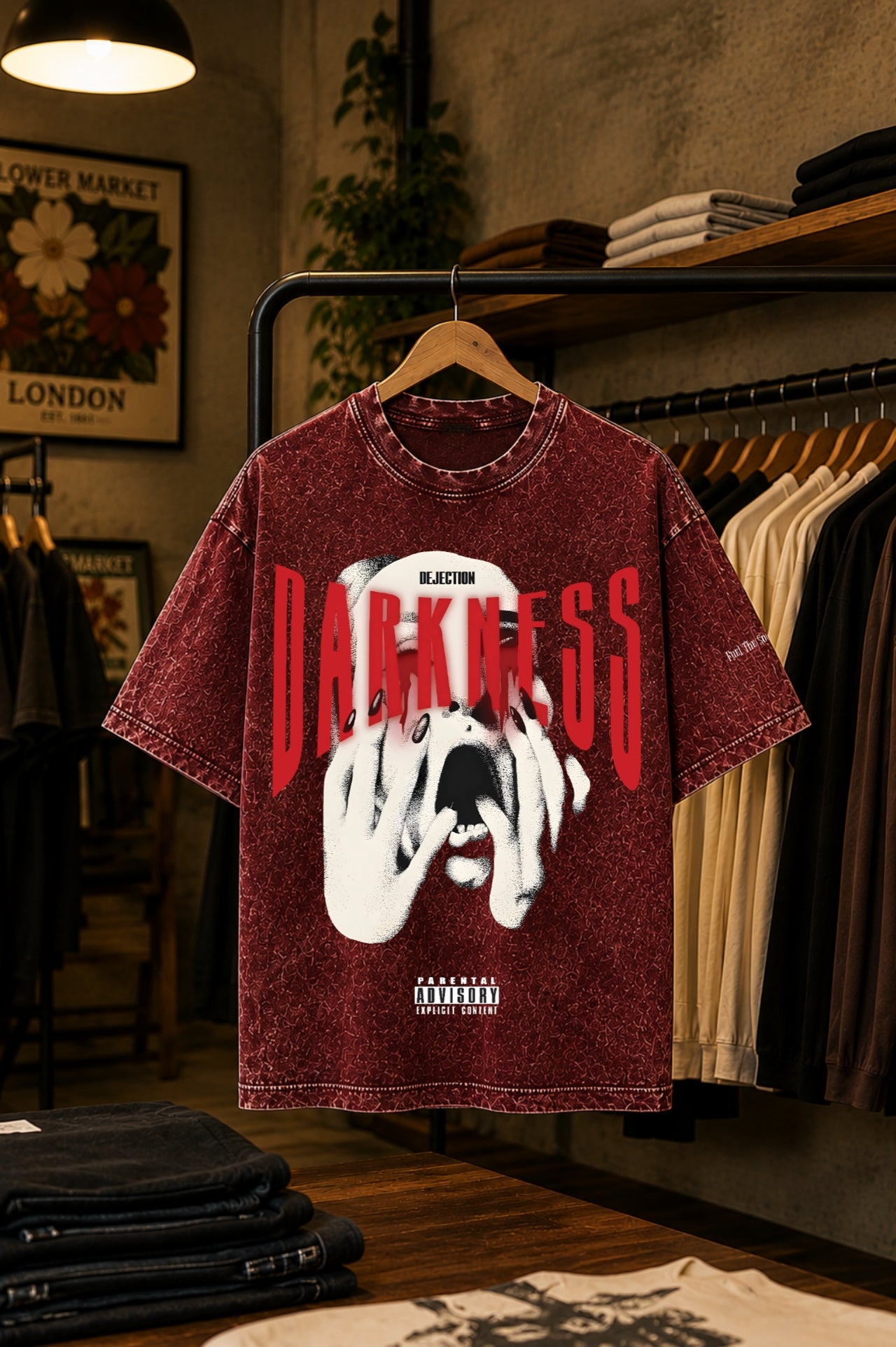 Darkness Acid Washed Oversized Tee