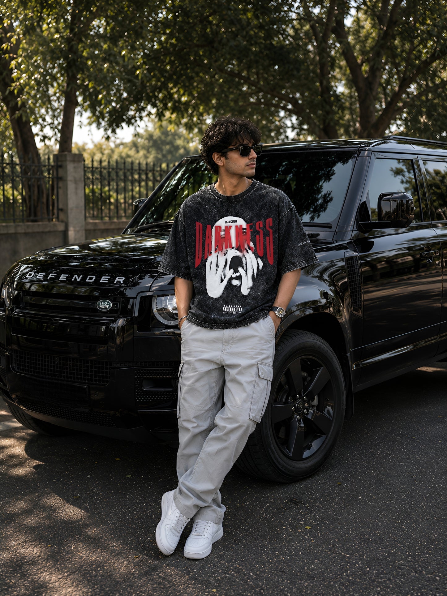 Darkness Acid Washed Oversized Tee