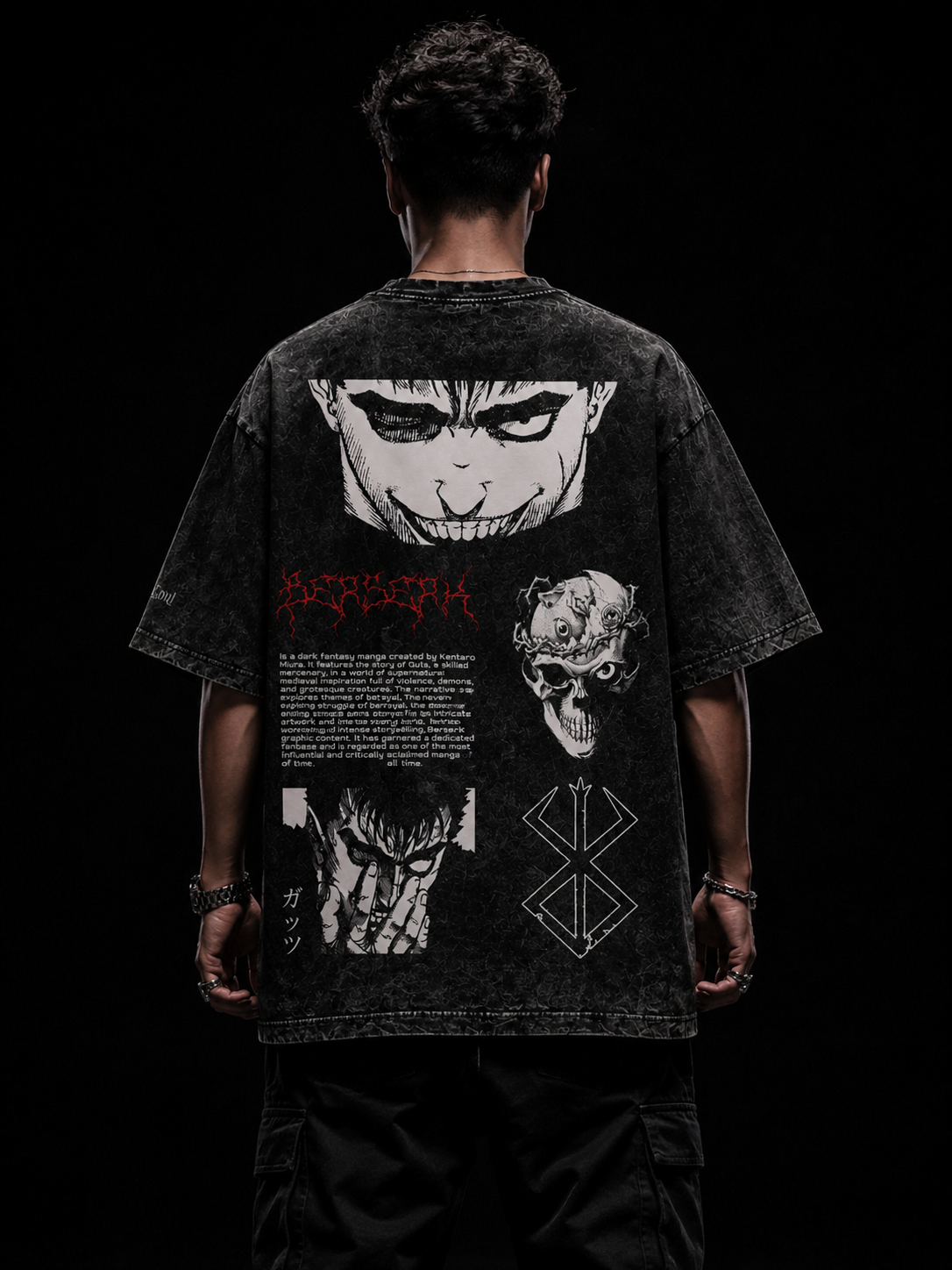Berserk Guts Acid Washed Oversized Tee